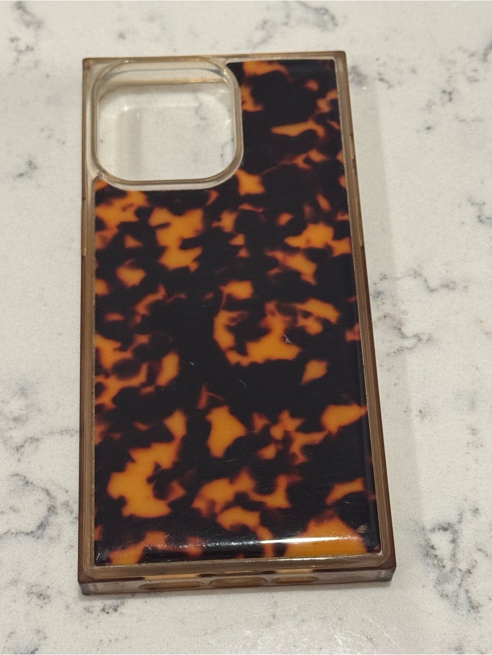 Tortoiseshell Style Phone Case in Black & Orange iPhone 15 Pro Max